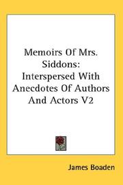 Front cover of Memoirs of Mrs. Siddons by James Boaden