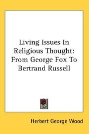 Front cover of Living Issues In Religious Thought by Herbert George Wood