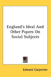 Front cover of England's ideal, and other papers on social subjects by Edward Carpenter