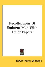 Cover of Recollections Of Eminent Men With Other Papers by Edwin Percy Whipple