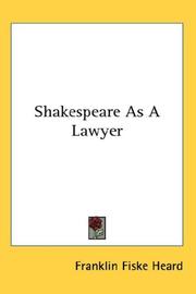Front cover of Shakespeare as a lawyer by Franklin Fiske Heard