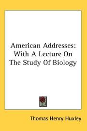 Front cover of American addresses by Thomas Henry Huxley