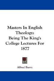 Front cover of Masters in English theology by Barry, Alfred