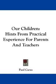Cover of Our children by Paul Carus