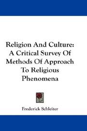 Front cover of Religion And Culture by Frederick Schleiter