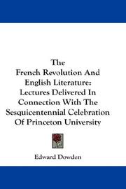 Front cover of The French Revolution and English literature by Dowden, Edward