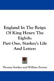 Front cover of England in the reign of King Henry the Eighth by Thomas Starkey