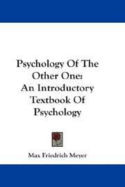 Front cover of Psychology Of The Other One by Max Friedrich Meyer