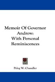 Front cover of Memoir Of Governor Andrew by Peleg W. Chandler