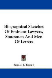 Cover of Biographical sketches of eminent lawyers, statesmen, and men of letters by Samuel L. Knapp