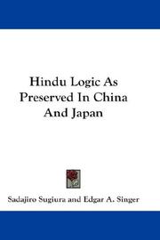 Front cover of Hindu logic as preserved in China and Japan by Sadajiro Sugiura