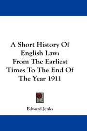 Cover of A short history of English law by Edward Jenks