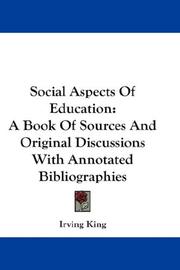 Cover of Social aspects of education by Irving King