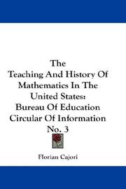 Cover of The teaching and history of mathematics in the United States by Florian Cajori