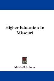 Front cover of Higher Education In Missouri by Marshall S. Snow