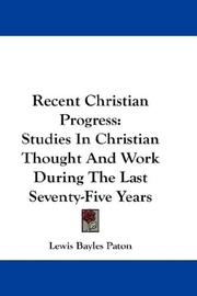 Cover of Recent Christian Progress by Lewis Bayles Paton