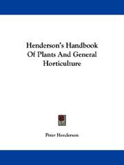 Cover of Henderson's Handbook Of Plants And General Horticulture by Peter Henderson