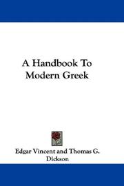Front cover of A Handbook To Modern Greek by Edgar Vincent