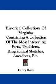 Front cover of Historical collections of Virginia by Henry Howe