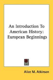 Front cover of An introduction to American history by Alice M. Atkinson