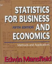 Front cover of Statistics for business and economics by Edwin Mansfield