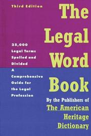 Front cover of The legal word book by Frank S. Gordon