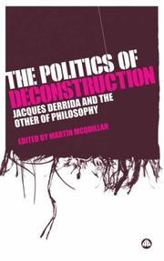 Front cover of The Politics of Deconstruction by Martin McQuillan