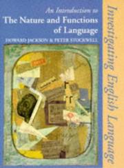 Front cover of An introduction to the nature and functions of language by Howard Jackson
