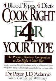 Cover of Cook Right for Your Type by Peter J. D'Adamo