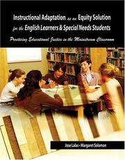 Cover of Instructional adaptation as an equity solution for the English learners and special needs students by Jose W. Lalas