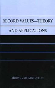 Cover of Record Values Theory and Applications (Record Values) by Mohammad Ahsanullah