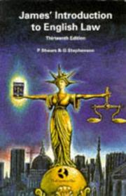 Front cover of James' Introduction to English Law by Peter Shears