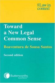 Cover of Toward a new legal common sense by Boaventura de Sousa Santos