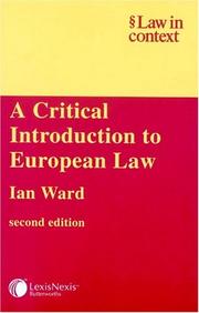 Cover of A critical introduction to European law by Ward, Ian
