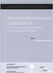 Cover of Transformational Leadership: Vision, Persuasion, and Team Building for the Development Professional by Stanley Weinstein