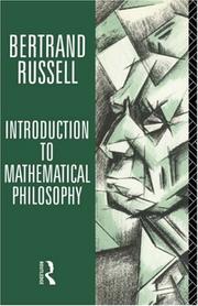 Front cover of Introduction to mathematical philosophy by Bertrand Russell