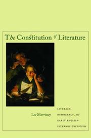 Front cover of The constitution of literature by Lee Morrissey