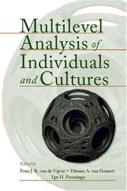 Front cover of Multilevel analysis of individuals and cultures by Fons J. R. van de Vijver