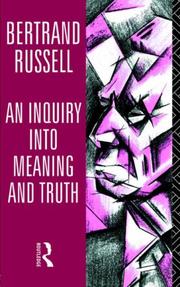 Front cover of An inquiry into meaning and truth by Bertrand Russell