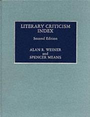 Front cover of Literary criticism index by Alan R. Weiner