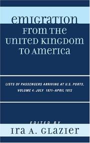 Front cover of Emigration from the United Kingdom to America by Ira A. Glazier