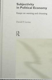 Front cover of Subjectivity in political economy by David P. Levine