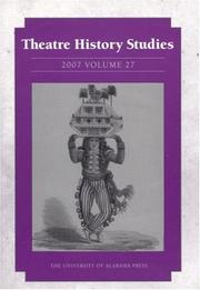 Front cover of Theatre History Studies 2007 by Theatre History Studies