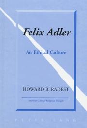 Cover of Felix Adler by Howard B. Radest