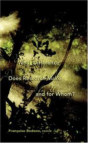Front cover of What Difference Does Research Make And for Whom? (Counterpoints (New York, N.Y)) by Francoise Bodone