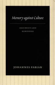 Cover of Memory against Culture by Johannes Fabian