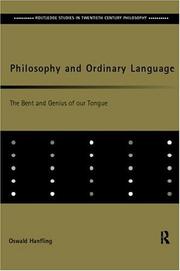 Cover of Philosophy and ordinary language by Oswald Hanfling