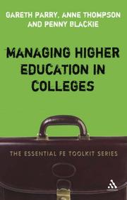 Front cover of Managing higher education in colleges by Gareth Parry