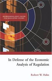 Front cover of In Defense of The Economic Analysis of Regulation by Robert W. Hahn