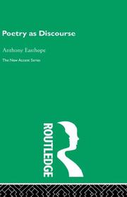 Cover of Poetry as discourse by Antony Easthope